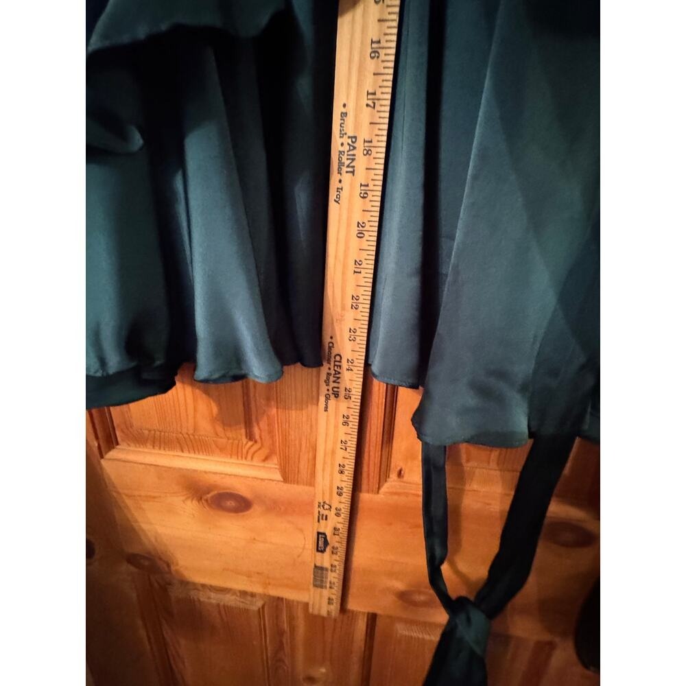 Altar'd State Satin Mini Dress XL Black Ruffle Tiered Wrap Cocktail Romantic - Picture 8 of 8